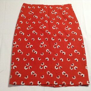 Boden A-Line Skirt Red Floral Cream Poppy Size 8 (Est)